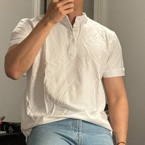 Zara / White / Colarless Polo / M